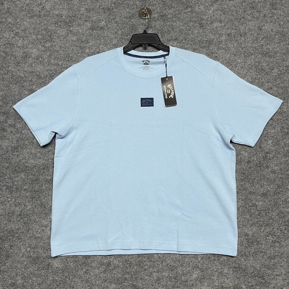 Billabong T-Shirt Mens Large Light Blue Adventure Division Wicking Stretch Baggy